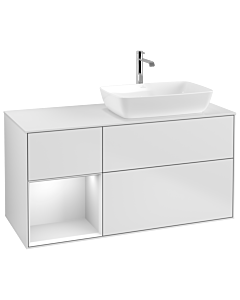 Villeroy und Boch Finion Waschtischunterschrank G801MTMT 120cm, Abdeckplatte white matt, Emotion, Regale White matt lacquer, White matt lacquer