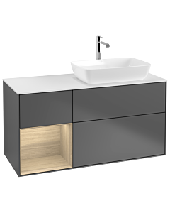 Villeroy und Boch Finion Villeroy und Boch Finion G801PCGK 120cm, cover plate white matt, Emotion, shelves Oak Veneer , anthracite matt