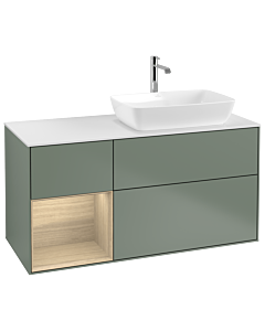 Villeroy und Boch Finion Villeroy und Boch Finion G801PCGM 120cm, cover plate white matt, Emotion, shelves Oak Veneer , Olive Matt Lacquer