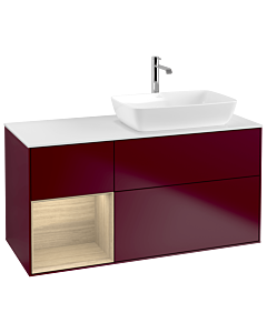 Villeroy und Boch Finion Villeroy und Boch G801PCHB 120cm, plaque de finition blanc mat, emotion, étagères Oak Veneer , Peony Matt