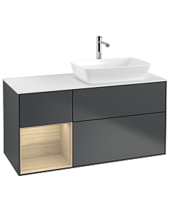 Villeroy und Boch Finion Villeroy und Boch G801PCHG 120cm, plaque de finition blanc mat, Emotion, étagères Oak Veneer , Midnight Blue Matt Lacquer