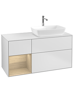 Villeroy und Boch Finion Waschtischunterschrank G801PCMT 120cm, Abdeckplatte white matt, Emotion, Regale Oak Veneer, White matt lacquer