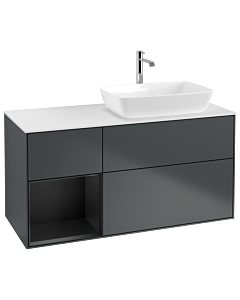 Villeroy und Boch Finion Waschtischunterschrank G801PDHG 120cm, Abdeckplatte white matt, Emotion, Regale Black matt lacquer, Midnight Blue Matt Lacquer