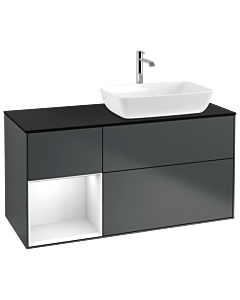 Villeroy und Boch Finion Villeroy und Boch Finion G802GFHG 120cm, top black matt, Emotion, shelves Glossy white lacquer, Midnight Blue Matt Lacquer