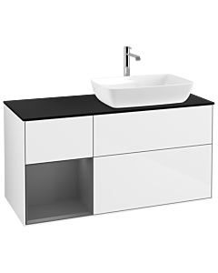Villeroy und Boch Finion Villeroy und Boch Finion G802GKGF 120cm, cover plate black matt, Emotion, shelves anthracite matt lacquer, glossy white lacquer
