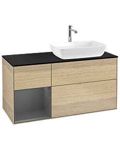 Villeroy und Boch Finion Villeroy und Boch Finion G802GKPC 120cm, cover plate black matt, Emotion, shelves anthracite matt lacquer, Oak Veneer