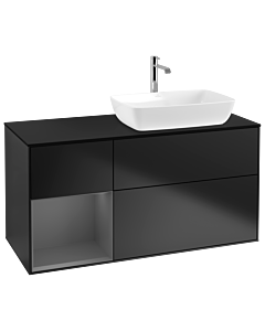 Villeroy und Boch Finion Villeroy und Boch Finion G802GKPD 120cm, cover plate black matt, Emotion, shelves anthracite matt lacquer, black matt lacquer
