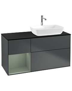 Villeroy und Boch Finion Villeroy und Boch Finion G802GMHG 120cm, cover plate black matt, Emotion, shelves olive matt lacquer, midnight Blue Matt Lacquer