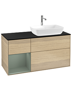 Villeroy und Boch Finion Villeroy und Boch G802GMPC 120cm, plaque de finition noir mat, Emotion, étagères olive laqué mat, Oak Veneer