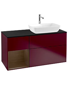 Villeroy und Boch Finion Villeroy und Boch G802GNHB 120cm, plaque de finition noir mat, émotion, étagères Walnut Veneer , Peony Matt