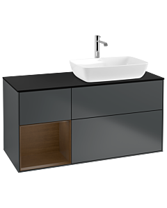 Villeroy und Boch Finion Villeroy und Boch G802GNHG 120cm, couvercle noir mat, Emotion, étagères Walnut Veneer , Midnight Blue Matt Lacquer