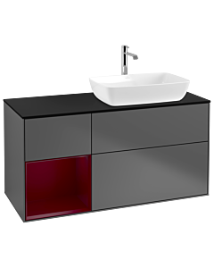 Villeroy und Boch Finion Villeroy und Boch G802HBGK 120cm, plaque de finition noir mat, Emotion, étagères Peony laqué mat, anthracite mat