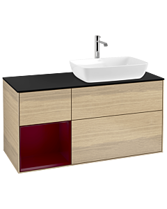 Villeroy und Boch Finion Villeroy und Boch G802HBPC 120cm, plaque de finition noir mat, Emotion, étagères Peony laqué mat, Oak Veneer