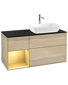 Villeroy und Boch Finion Villeroy und Boch Finion G802HFPC 120cm, cover plate black matt, Emotion, shelves gold matt lacquer, Oak Veneer