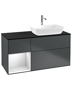 Villeroy und Boch Finion Villeroy und Boch Finion G802MTHG 120cm, cover plate black matt, Emotion, shelves white matt lacquer, midnight Blue Matt Lacquer