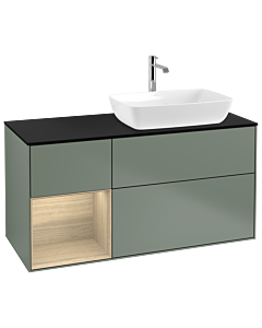 Villeroy und Boch Finion Villeroy und Boch Finion G802PCGM 120cm, cover plate black matt, Emotion, shelves Oak Veneer , Olive Matt Lacquer