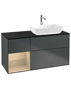 Villeroy und Boch Finion Villeroy und Boch Finion G802PCHG 120cm, cover plate black matt, Emotion, shelves Oak Veneer , Midnight Blue Matt Lacquer
