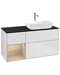 Villeroy und Boch Finion Villeroy und Boch Finion G802PCMT 120cm, cover plate black matt, Emotion, shelves Oak Veneer , white matt lacquer