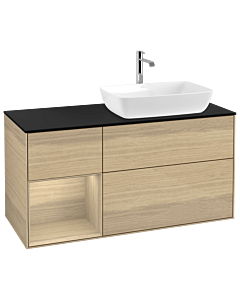 Villeroy und Boch Finion Waschtischunterschrank G802PCPC 120cm, Abdeckplatte black matt, Emotion, Regale Oak Veneer, Oak Veneer