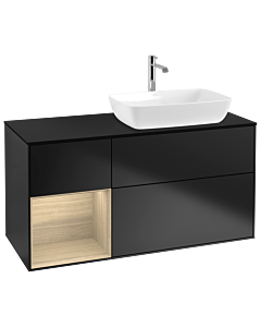 Villeroy und Boch Finion Villeroy und Boch Finion G802PCPD 120cm, cover plate black matt, Emotion, shelves Oak Veneer , black matt lacquer