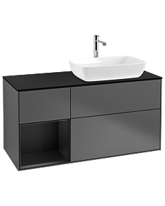 Villeroy und Boch Finion Villeroy und Boch Finion G802PDGK 120cm, cover plate black matt, Emotion, shelves black matt lacquer, anthracite matt