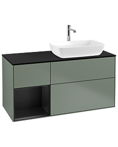 Villeroy und Boch Finion Villeroy und Boch Finion G802PDGM 120cm, cover plate black matt, Emotion, shelves black matt lacquer, Olive Matt Lacquer