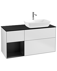 Villeroy und Boch Finion Villeroy und Boch Finion G802PDMT 120cm, cover plate black matt, Emotion, shelves black matt lacquer, white matt lacquer