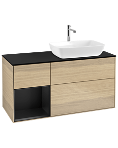 Villeroy und Boch Finion Villeroy und Boch G802PDPC 120cm, plaque de finition noir mat, Emotion, étagères laqué noir mat, Oak Veneer