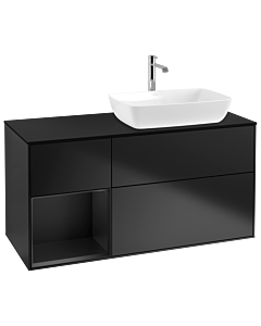 Villeroy und Boch Finion Villeroy und Boch G802PDPD 120cm, plaque de recouvrement noir mat, Emotion, étagères Laque noire mate, Laque noire mate