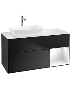 Villeroy und Boch Finion Villeroy und Boch Finion G811GFPD 120cm, cover plate white matt, Emotion, shelves Glossy white lacquer, Black matt lacquer