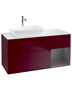 Villeroy und Boch Finion Villeroy und Boch G811GKHB 120cm, plateau blanc mat, Emotion, étagères laqué anthracite mat, Peony Matt