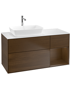 Villeroy und Boch Finion Villeroy und Boch G811GNGN 120cm, plaque de finition blanc mat, emotion, étagères Walnut Veneer , placage Walnut Veneer