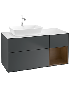 Villeroy und Boch Finion Villeroy und Boch Finion G811GNHG 120cm, cover plate white matt, Emotion, shelves Walnut Veneer , Midnight Blue Matt Lacquer