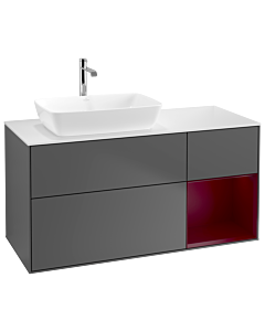 Villeroy und Boch Finion Villeroy und Boch G811HBGK 120cm, couvercle blanc mat, Emotion, étagères Peony laqué mat, anthracite mat