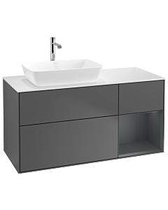 Villeroy und Boch Finion Waschtischunterschrank G811HGGK 120cm, Abdeckplatte white matt, Emotion, Regale Midnight matt lacquer, Anthracite matt