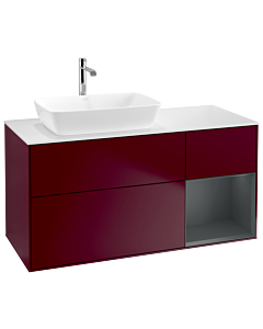 Villeroy und Boch Finion Waschtischunterschrank G811HGHB 120cm, Abdeckplatte white matt, Emotion, Regale Midnight matt lacquer, Peony Matt