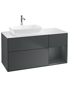 Villeroy und Boch Finion Waschtischunterschrank G811HGHG 120cm, Abdeckplatte white matt, Emotion, Regale Midnight matt lacquer, Midnight Blue Matt Lacquer