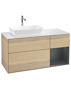 Villeroy und Boch Finion Villeroy und Boch G811HGPC 120cm, plaque de finition blanc mat, Emotion, étagères Laque mat minuit, Oak Veneer