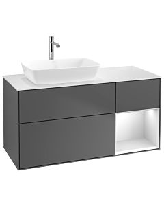 Villeroy und Boch Finion Waschtischunterschrank G811MTGK 120cm, Abdeckplatte white matt, Emotion, Regale White matt lacquer, Anthracite matt