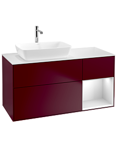 Villeroy und Boch Finion Waschtischunterschrank G811MTHB 120cm, Abdeckplatte white matt, Emotion, Regale White matt lacquer, Peony Matt