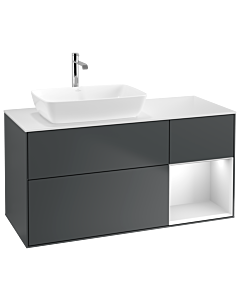 Villeroy und Boch Finion Waschtischunterschrank G811MTHG 120cm, Abdeckplatte white matt, Emotion, Regale White matt lacquer, Midnight Blue Matt Lacquer