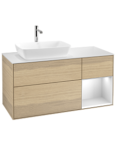 Villeroy und Boch Finion Waschtischunterschrank G811MTPC 120cm, Abdeckplatte white matt, Emotion, Regale White matt lacquer, Oak Veneer