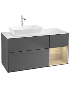 Villeroy und Boch Finion Villeroy und Boch G811PCGK 120cm, plaque de finition blanc mat, émotion, étagères Oak Veneer , anthracite mat