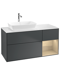 Villeroy und Boch Finion Waschtischunterschrank G811PCHG 120cm, Abdeckplatte white matt, Emotion, Regale Oak Veneer, Midnight Blue Matt Lacquer
