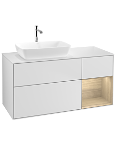 Villeroy und Boch Finion Villeroy und Boch G811PCMT 120cm, plaque de finition blanc mat, Emotion, étagères Oak Veneer , laqué blanc mat