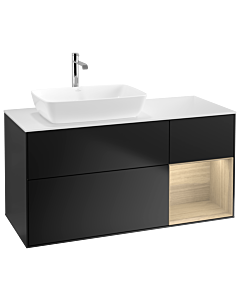 Villeroy und Boch Finion Villeroy und Boch G811PCPD 120cm, plaque de finition blanc mat, Emotion, étagères Oak Veneer , laqué noir mat