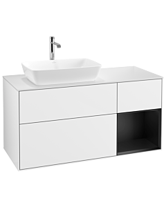 Villeroy und Boch Finion Villeroy und Boch Finion G811PDGF 120cm, cover plate white matt, Emotion, shelves black matt lacquer, glossy white lacquer