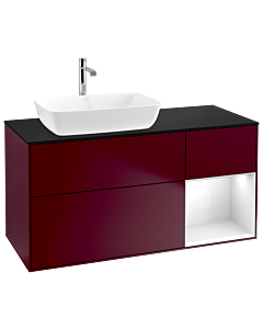 Villeroy und Boch Finion Villeroy und Boch Finion G812GFHB 120cm, cover plate black matt, Emotion, shelves Glossy white lacquer, Peony Matt