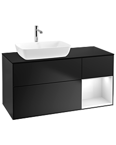 Villeroy und Boch Finion Villeroy und Boch Finion G812GFPD 120cm, cover plate black matt, Emotion, shelves Glossy white lacquer, Black matt lacquer