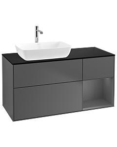 Villeroy und Boch Finion Waschtischunterschrank G812GKGK 120cm, Abdeckplatte black matt, Emotion, Regale Anthracite matt lacquer, Anthracite matt